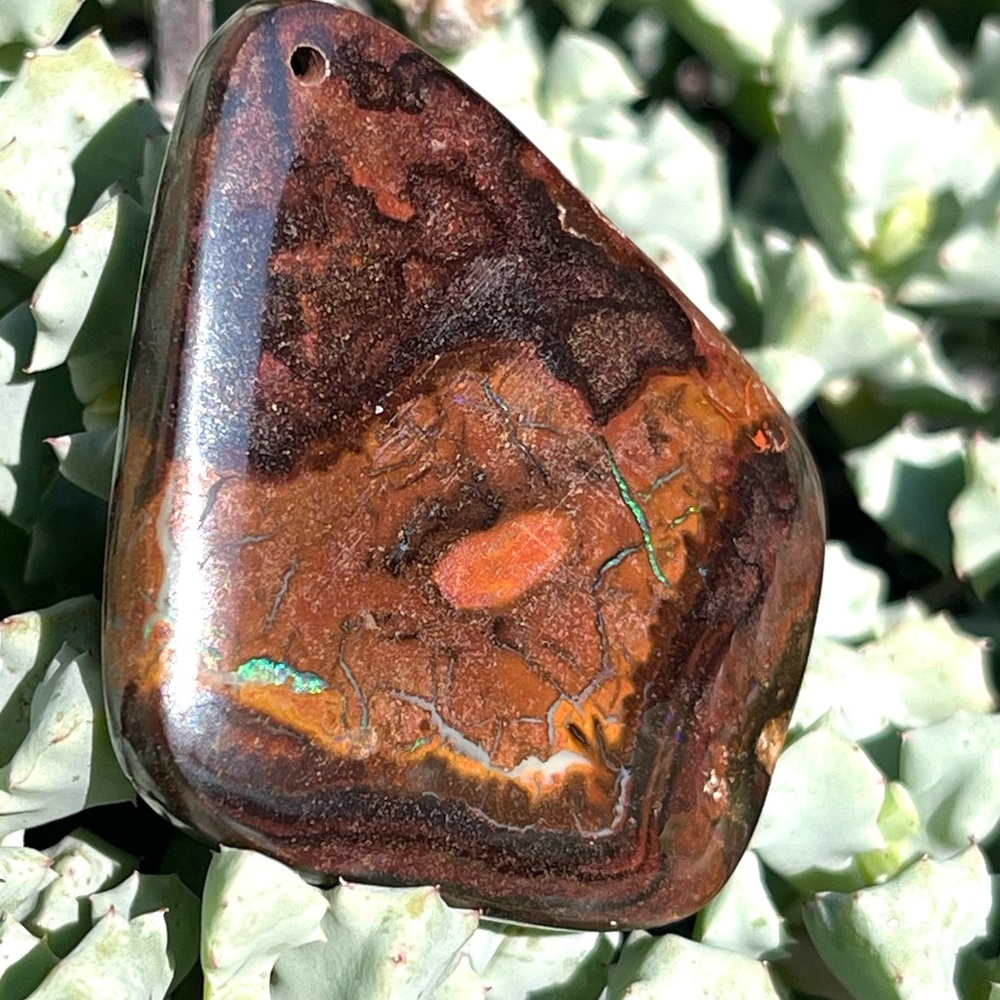 Natural Australian Boulder Opal Pendant Gemstone Crystal Jewelry